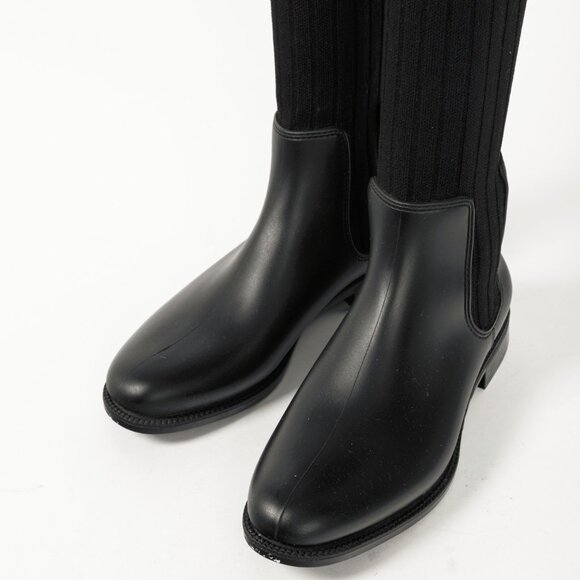 Givenchy Black Over-the-Knee Star & Stripe Sock Rain Boots - Picture 7 of 10